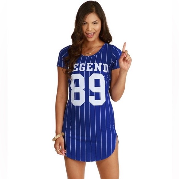 Windsor Blue Striped Legend Jerseys 89 Mini Dress or Top - Picture 1 of 10